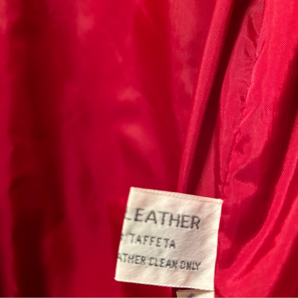 Red Open Front Leather Jacket - Picture 8 of 8